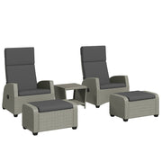 5pc Rattan Outdoor Lounger Furniture Set with Cushions in Charcoal Grey by Outsunny