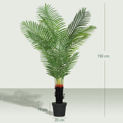 150cm Artificial Areca Palm Tree with 12 Lifelike PE Leaves for Home or Office Decor, Green