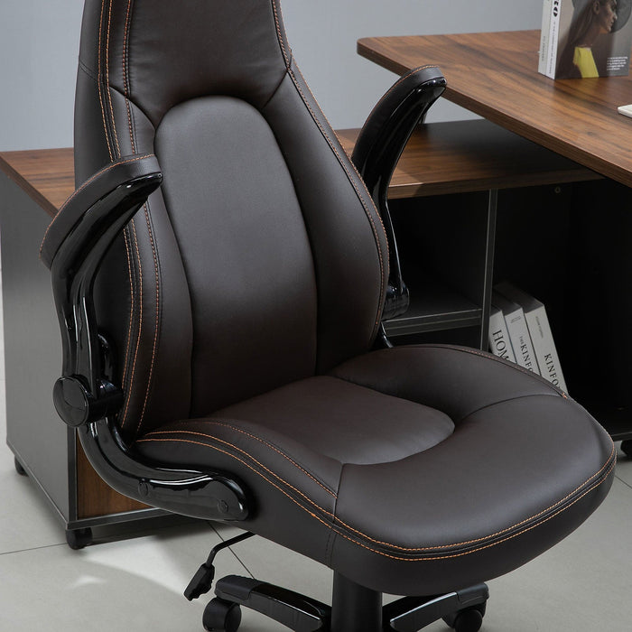 Leather Executive Chair with Armrests - Dark Brown