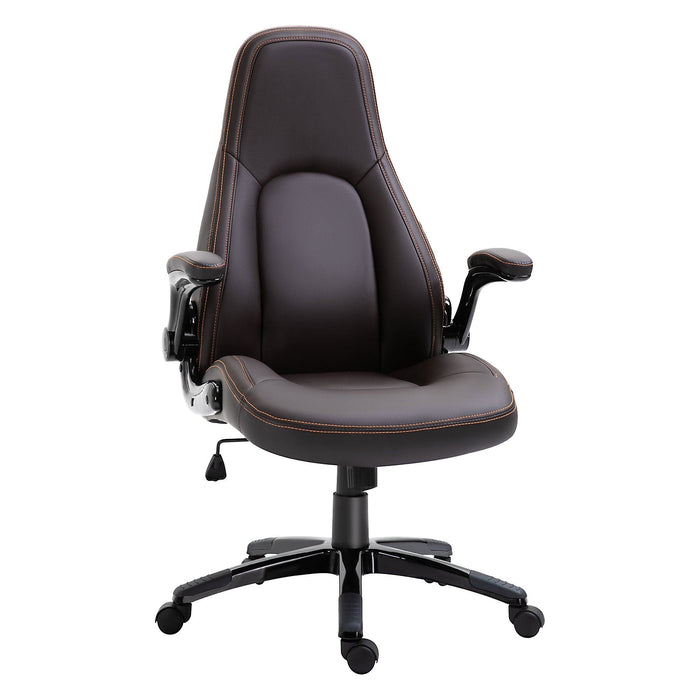 Leather Executive Chair with Armrests - Dark Brown