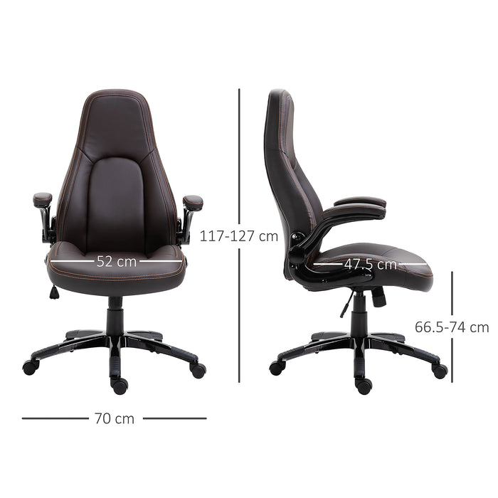 Leather Executive Chair with Armrests - Dark Brown