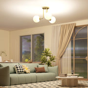 Modern 3 Light LED Ceiling Light with Globe Shades for Living Room and Bedroom Gold Tone