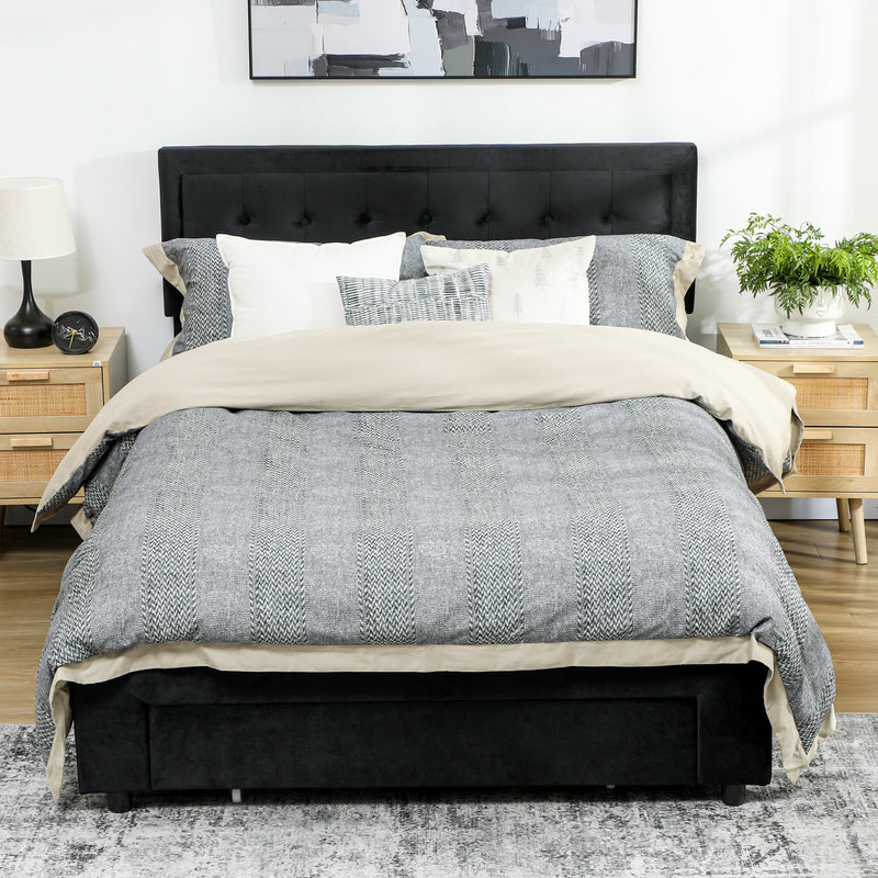 King Size Ottoman Bed Frame with Storage Drawer Ideal for Bedrooms Black