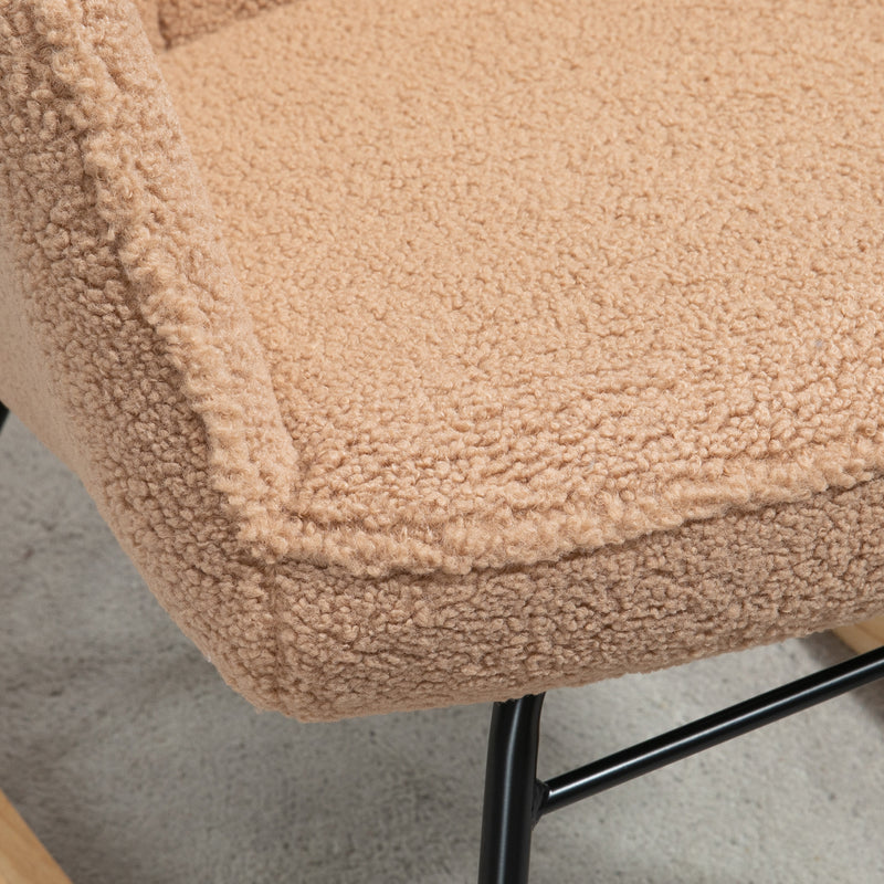 Wingback Rocking Chair Light Brown Soft Fleece for Relaxing Comfort by HOMCOM