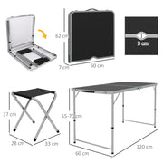 4 Seater Folding Aluminium Picnic Table and Bench Set For Camping and Outdoor Use Silver AOSOM