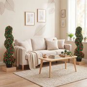 Artificial Rose Spiral Topiary Trees Set of 2 for Easy Care Doorway or Patio Display Red AOSOM