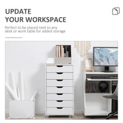 Mobile 7 Drawer Office Filing Cabinet With Smooth Rolling Wheels For Storage, White