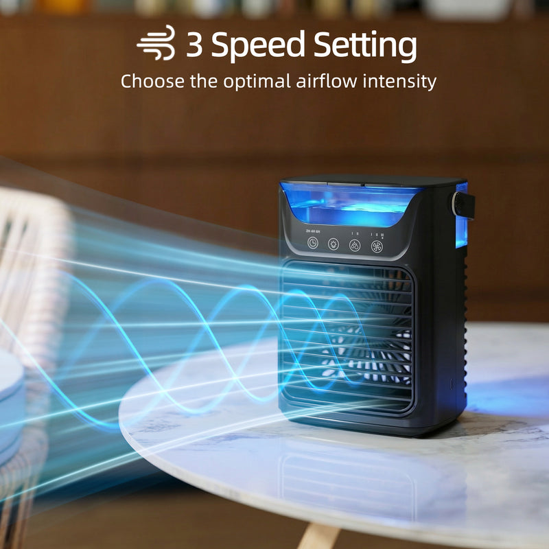 Desk Fan and Humidifier with Night Light for Cool Fresh Air at Home or Office Black AOSOM