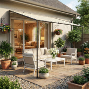Lean To Pergola with UPF30 Sun Protection for Small Patios and Gardens Cream Outsunny