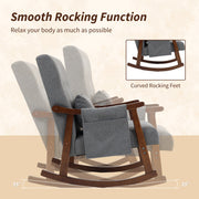 Wooden Frame Rocking Accent Chair With Padded Seat For Living Room Comfort, Grey