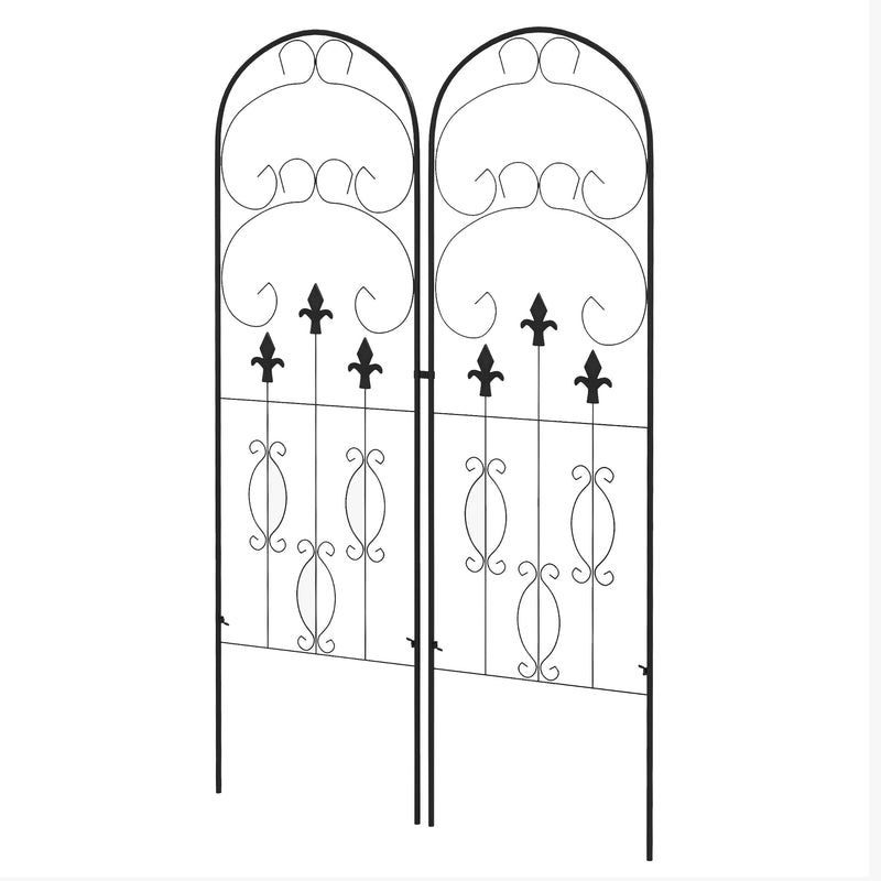 Set of 2 Metal Garden Trellises Scroll Design Supports Climbing Plants and Outdoor Vines
