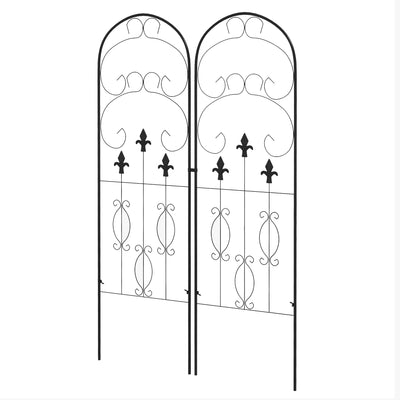 Set of 2 Metal Garden Trellises Scroll Design Supports Climbing Plants and Outdoor Vines