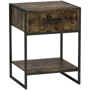 Modern Bedside Table with Storage Drawer for Bedroom or Lounge Rustic Brown