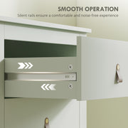 Modern 4 Drawer Chest of Drawers with PU Leather Handles for Bedroom or Hallway, Green