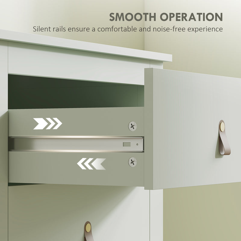 Modern 4 Drawer Chest of Drawers with PU Leather Handles for Bedroom or Hallway, Green