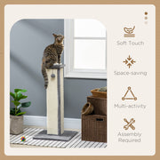 Vertical Cat Scratching Post with Sisal Rope Hanging Toy and Soft Plush for Kittens Grey