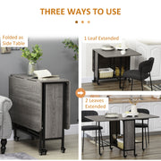 Extendable Drop Leaf Dining Table for 6 People Space Saving Design for Home Grey Black