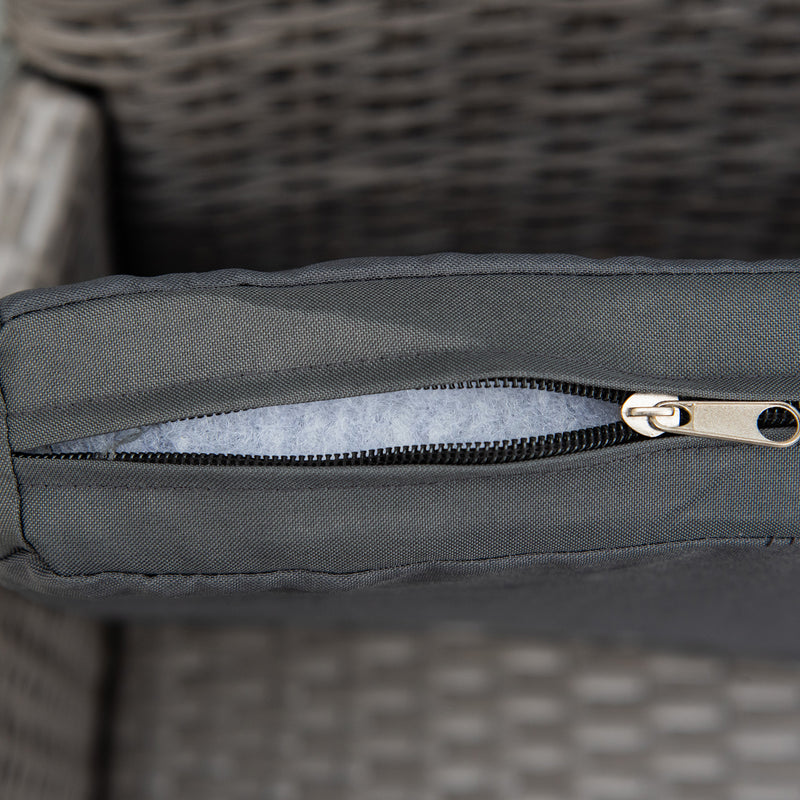 Grey Rattan Garden Armchairs Set of 4 With Cushions Ideal for Outdoor Relaxing