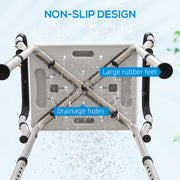 Adjustable Aluminium Bath Seat with Non Slip Legs for Elderly and Disabled, White