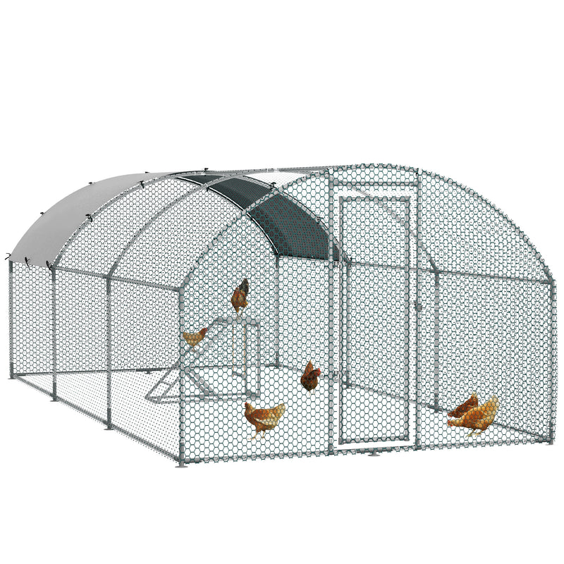 Walk In Chicken Run with Activity Shelf and Weather Cover for Poultry Safety, Green