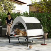 Portable Elevated Dog Bed with Canopy Cooling Raised Pet Cot for Medium to Large Dogs
