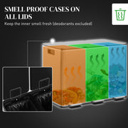 Kitchen Pedal Bin with Three Compartments for Easy Waste and Recycling Sorting Silver Tone AOSOM
