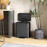 40L Black Dual Compartment Rubbish Bin With Soft Close Lid For Kitchen Waste Sorting