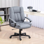 Image of a Light Grey Faux Leather Office Chair With Wheels