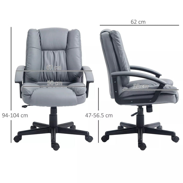 Image of a Light Grey Faux Leather Office Chair With Wheels