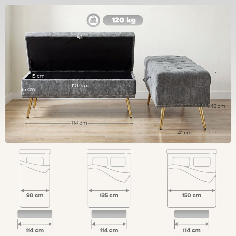 Ottoman storage bench - Grey