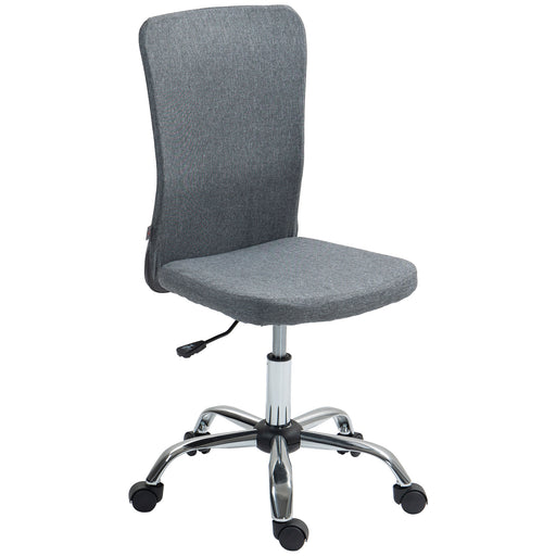 Grey Armless Swivel Office Chair with Adjustable Height for Home or Office by HOMCOM