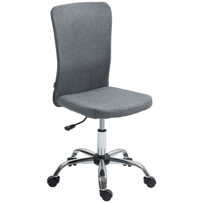 Grey Armless Swivel Office Chair with Adjustable Height for Home or Office by HOMCOM