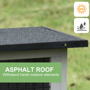 Elevated Wooden Guinea Pig Hutch with Removable Tray and Weatherproof Roof Outdoor Grey AOSOM