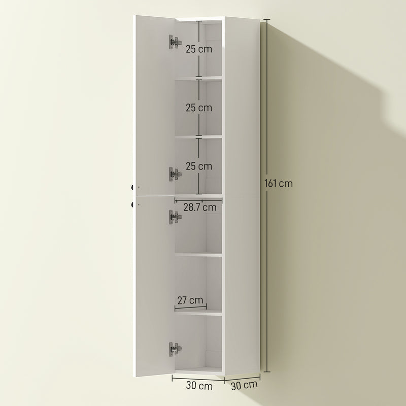 Wall Mounted Tall Bathroom Cabinet with Soft Close Doors Ideal for Small Spaces, White