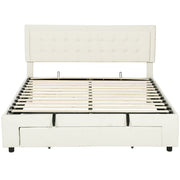 King Size Ottoman Bed Frame With Storage Drawer Ideal For Bedrooms Cream