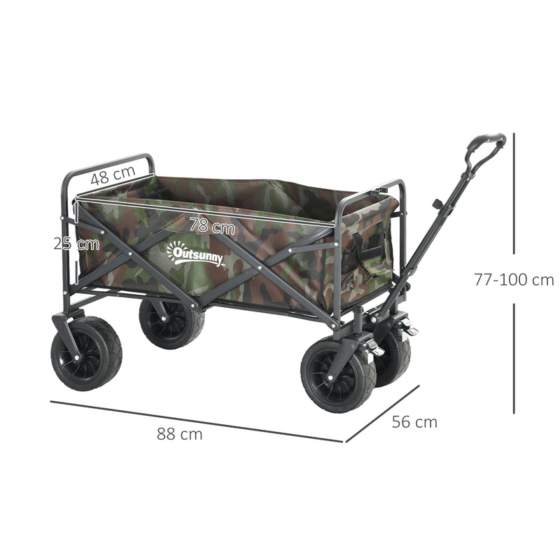 Folding Steel Frame Garden Trolley with 95L Capacity and Handle for Outdoor Use