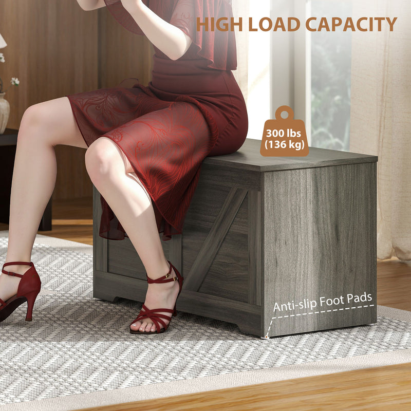 100L Large Storage Box With Safety Hinges Ideal for Home Organisation Charcoal, Grey