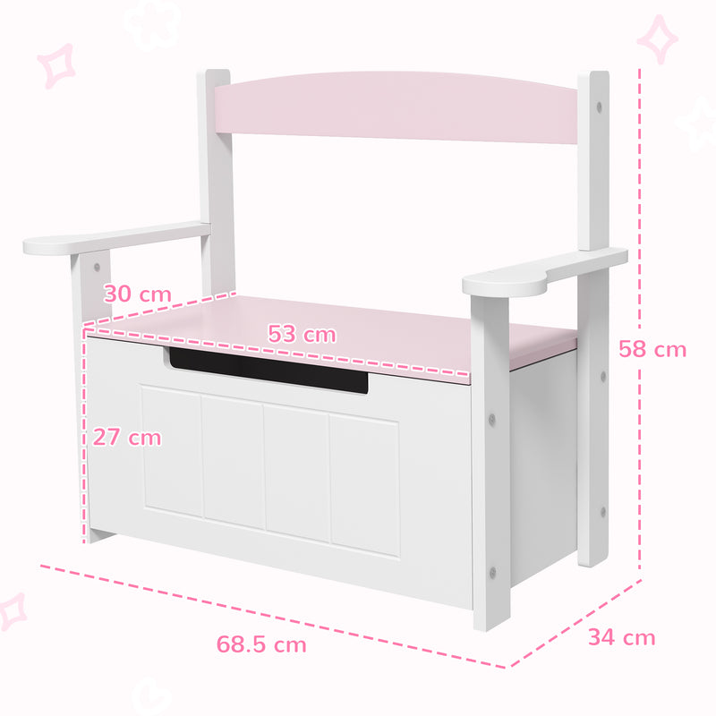 Pink 2 in 1 Toy Box with Lid for Kids Bedroom Nursery and Playroom by AIYAPLAY