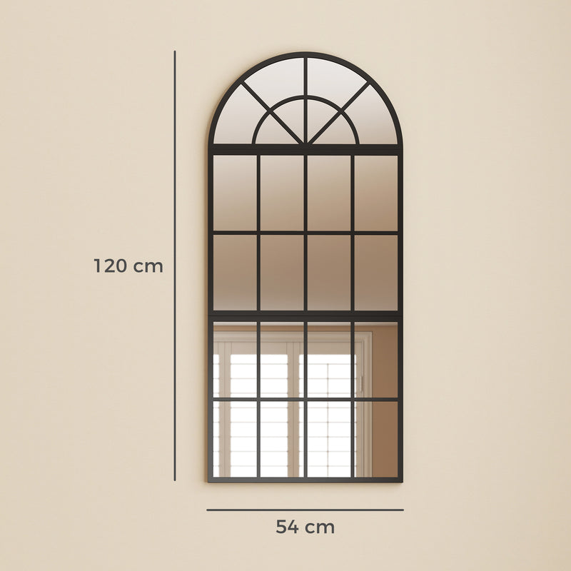 Hallway Wall Mirror Set 3 Piece Arched Design to Brighten and Open Up Spaces Black Homcom
