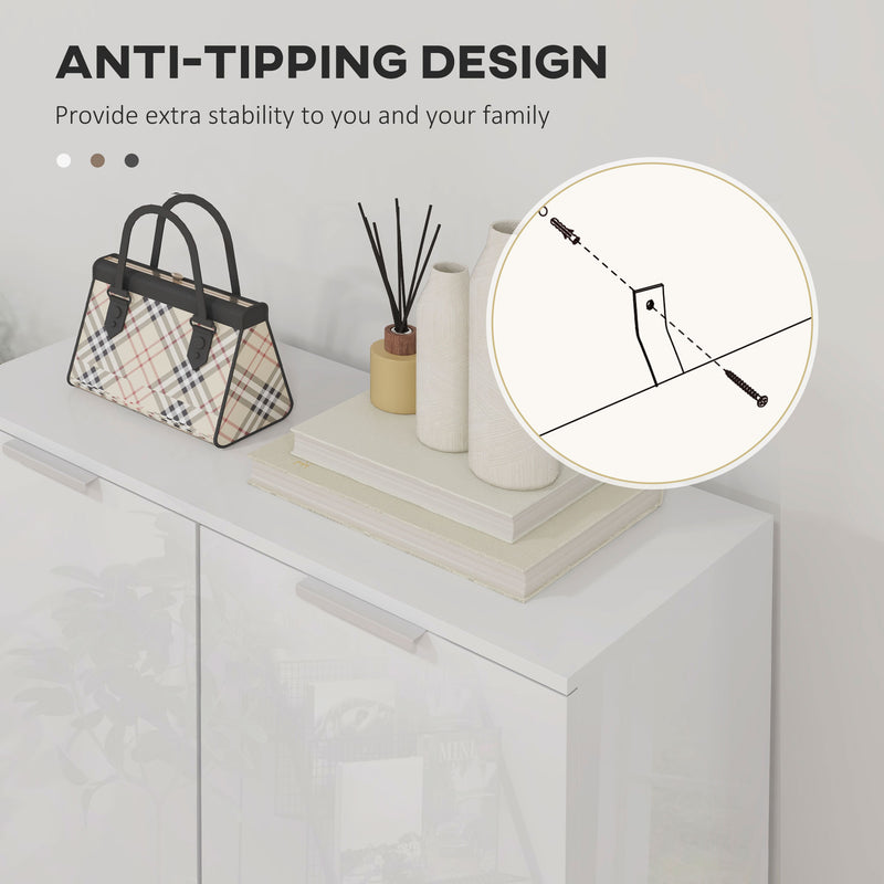 Five Shelf Shoe Storage Cabinet With Adjustable Shelves For Hallway Or Bedroom White