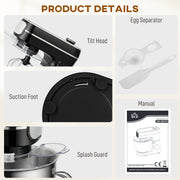 Stand Mixer for Easy Family Baking with Large 6L Bowl and 11 Speeds Black AOSOM