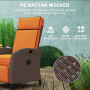 Garden Recliner Chair with Adjustable Backrest and Side Tray for Outdoor Relaxation Orange Outsunny