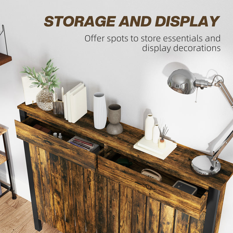 Rustic Wooden Radiator Cover with Drawers 93 x 119cm by HOMCOM