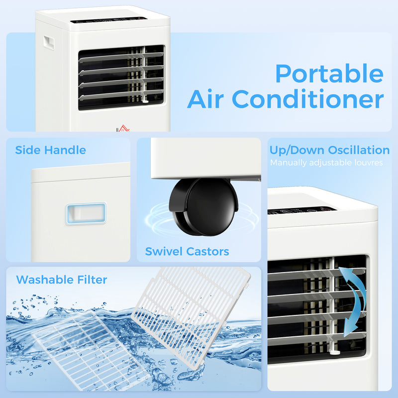 Portable Air Conditioner for Small Rooms with Quiet Cooling and Dehumidifier White