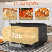 12L Mini Toaster Oven With Timer And Adjustable Heat Ideal For Small Kitchens Black AOSOM