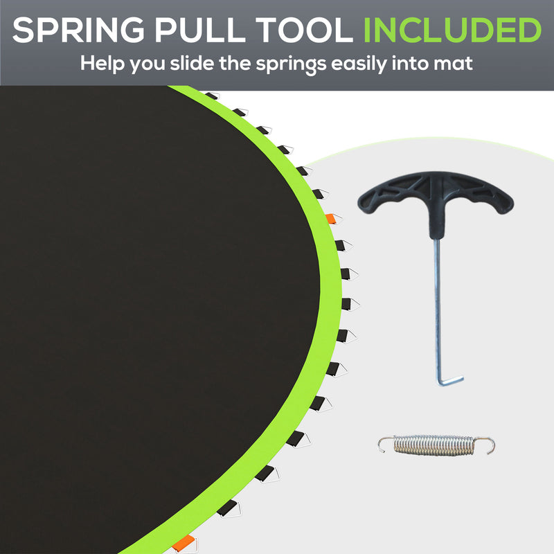 Replacement Trampoline Mat with Spring Tool 72 V-Hooks for 12ft Trampoline Green by SPORTNOW