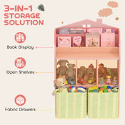 Kids Toy Storage Shelf with Book Display and Drawers for Easy Organisation Pink AOSOM