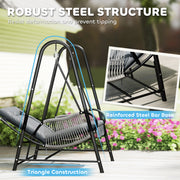 Light Grey Rattan Swing Chair with Stand and Cushion for Garden Balcony and Deck by Outsunny