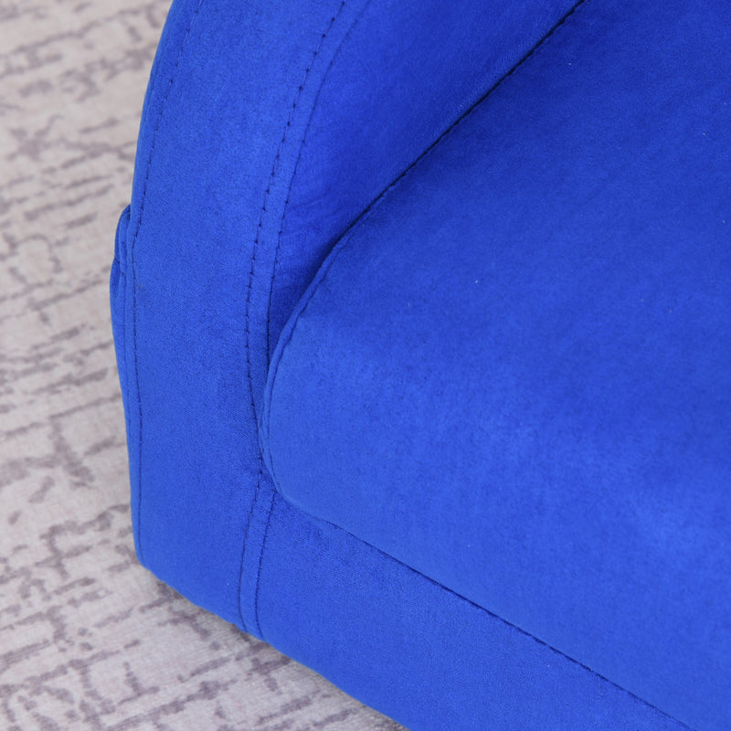 2 in 1 Kids Armchair and Fold Out Sofa Bed with Wooden Frame for Bedroom Use, Blue