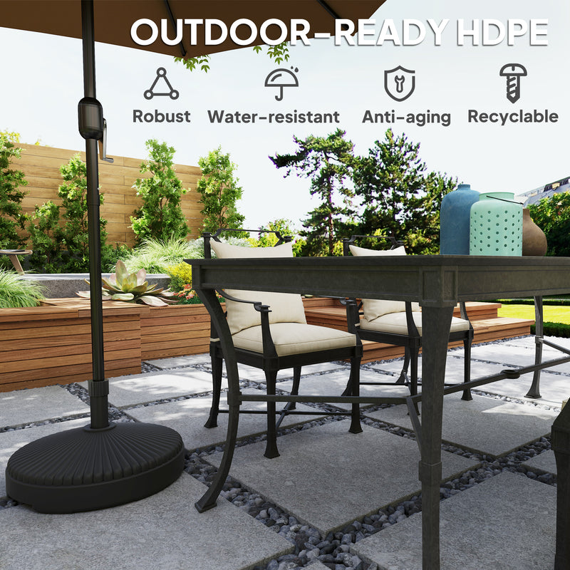 Fillable Parasol Base for Stable Outdoor Shade, Fit 32-38mm Poles, Fill With Water or Sand, Black Outsunny